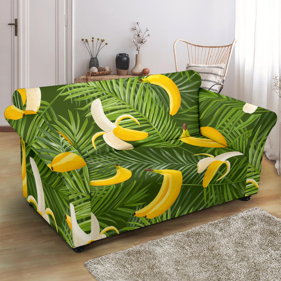 Banana Palm Leaves Pattern Loveseat Couch Slipcover