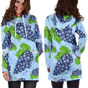 Watercolor Grape Pattern Women'S Hoodie Dress