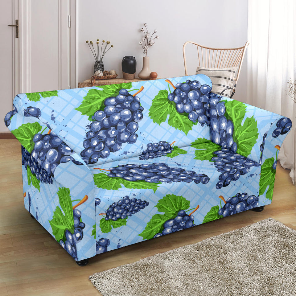 Watercolor Grape Pattern Loveseat Couch Slipcover