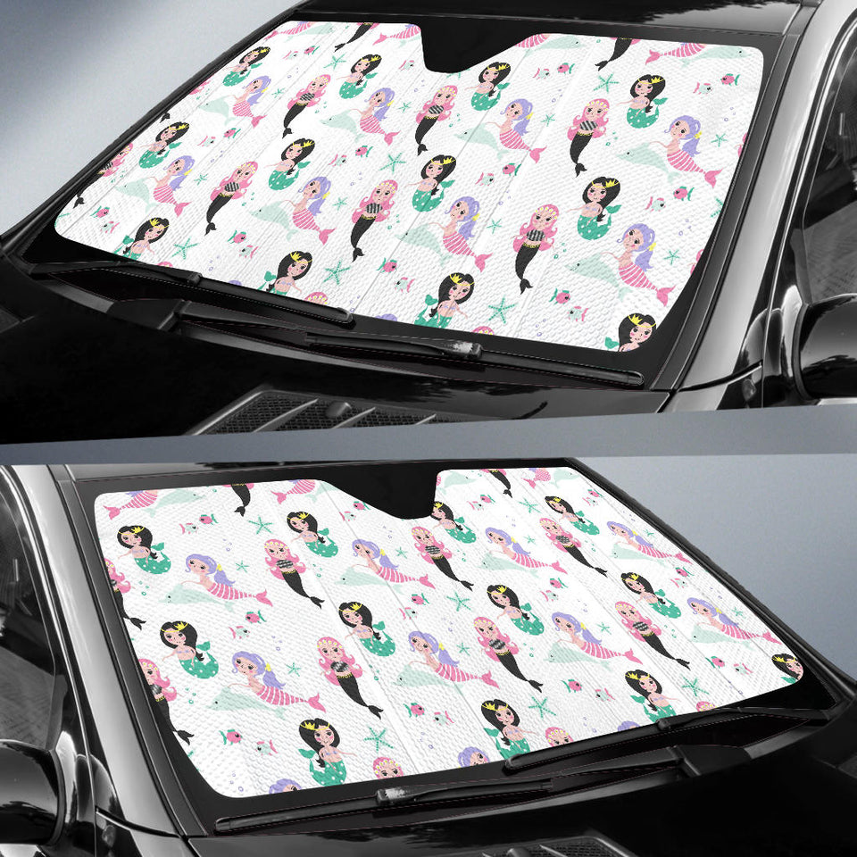 Cute Mermaid Dolphin Fish Starfish Pattern Car Sun Shade