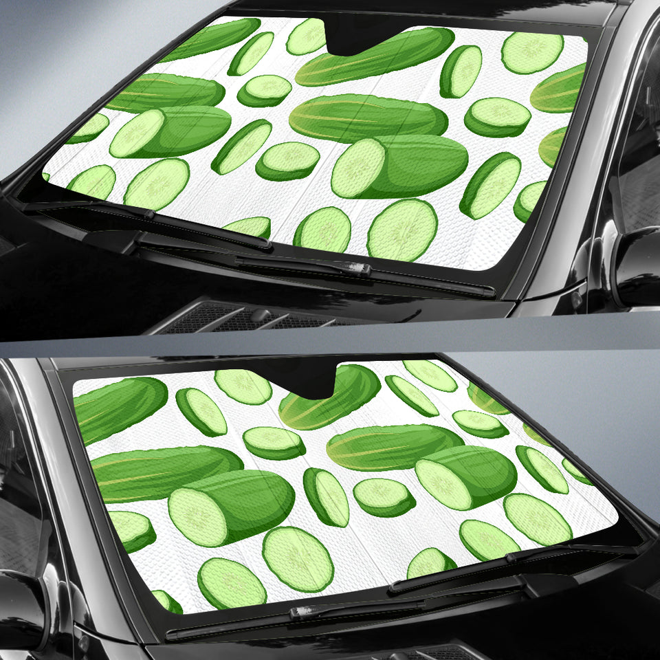 Cucumber Whole Slices Pattern Car Sun Shade