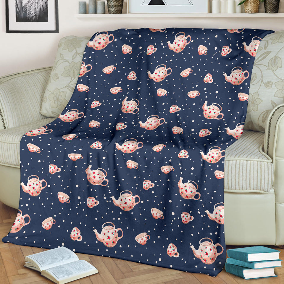 Tea pots Pattern Print Design 04 Premium Blanket