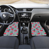 Hand Drawn Cherry Pattern Striped Background  Front Car Mats
