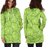 Slices Of Lime Pattern Women'S Hoodie Dress