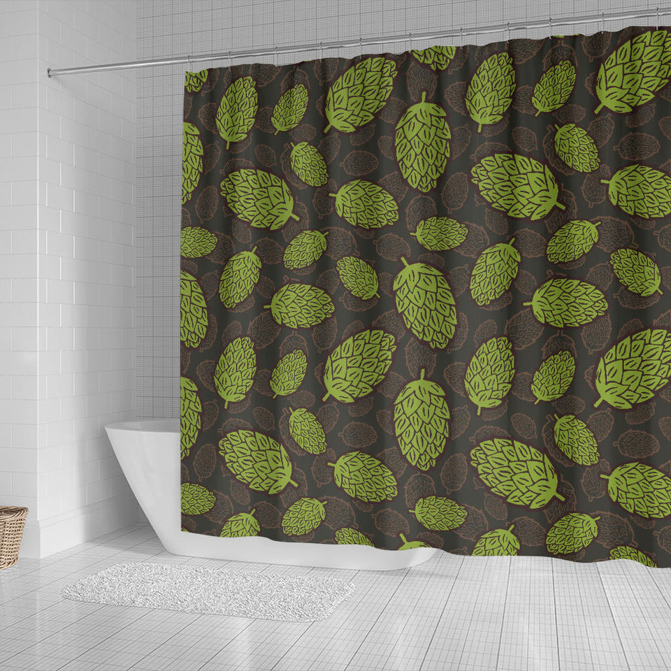 Hop Pattern Black Background Shower Curtain Fulfilled In US