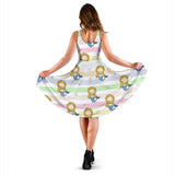 Cute Hand Drawn Mermaid Sleeveless Midi Dress