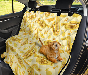 Saxophone Cornet Pattern Yellow Background Dog Car Seat Covers