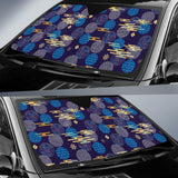 Blue Japanese Pattern Cloud Wave Flower Car Sun Shade