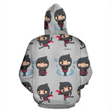 Cute Ninja Pattern Zip Up Hoodie