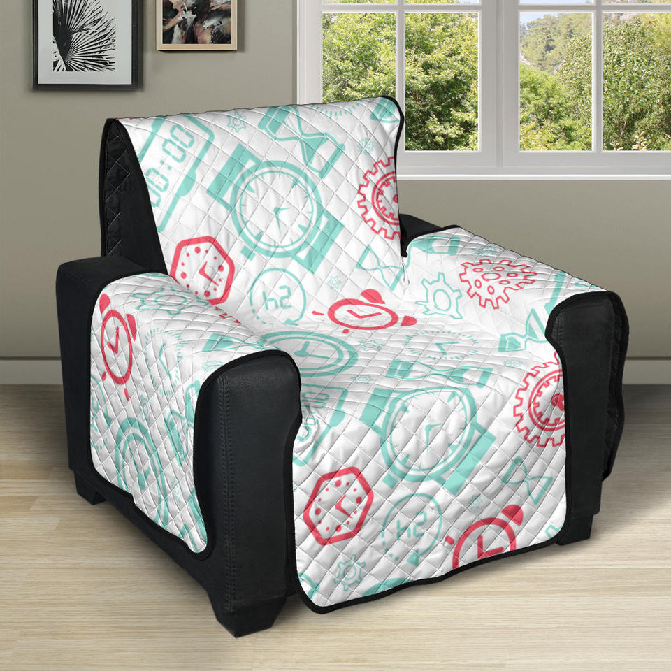 Clock time pattern blackground Recliner Cover Protector