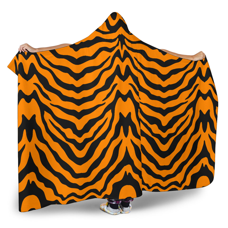 Bengal Tigers Skin Print Pattern Hooded Blanket