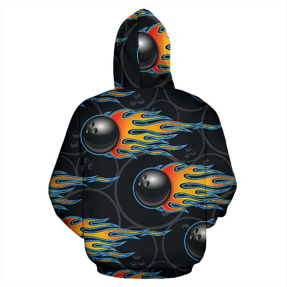 Bowling Balls Flame Pattern Men Women Pullover Hoodie