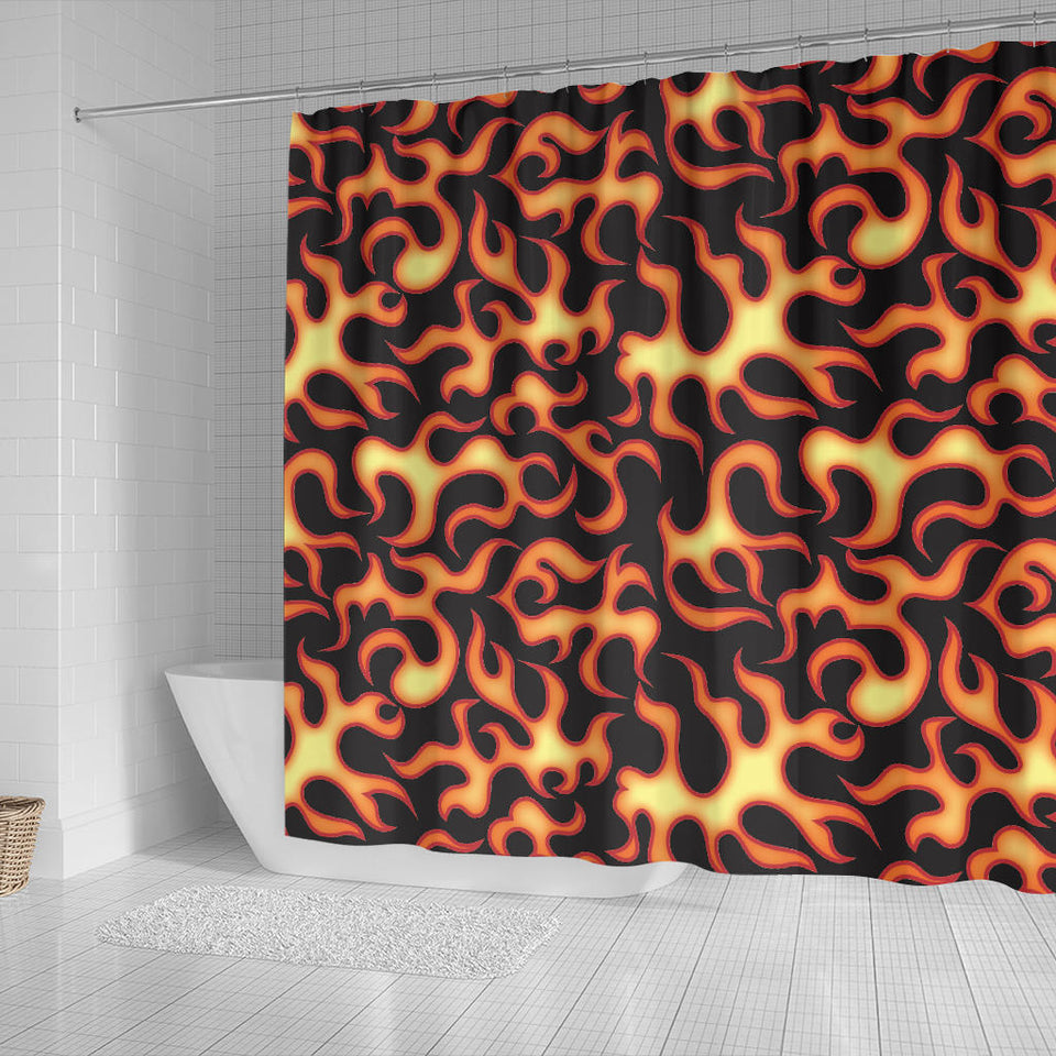 Fire Flame Dark Pattern Shower Curtain Fulfilled In US