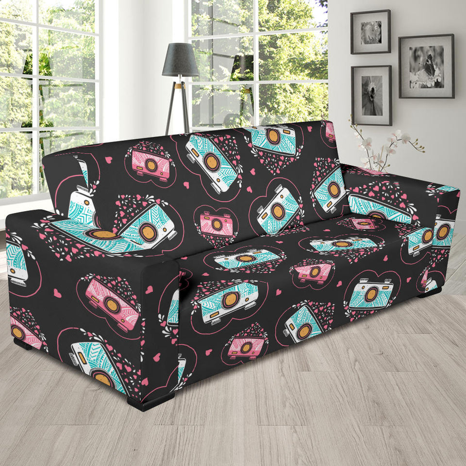Camera Pattern Print Design 04 Sofa Slipcover