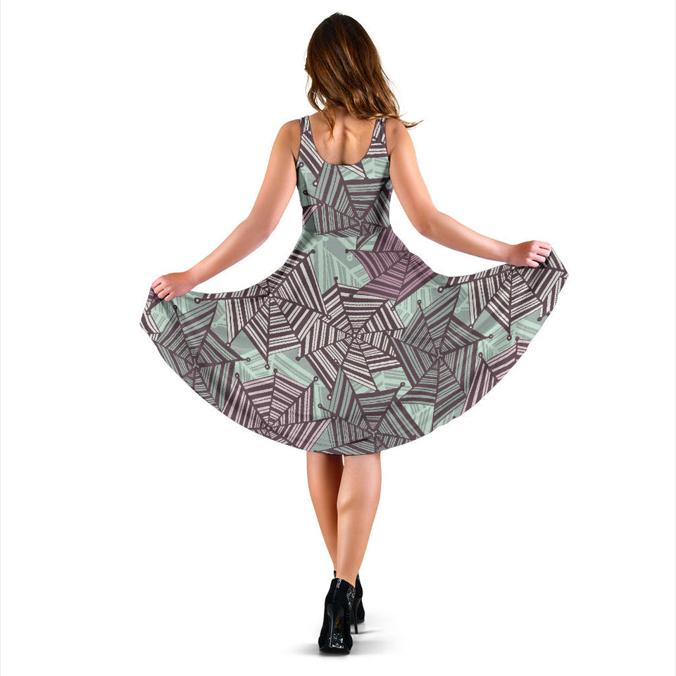 Spider Web Cobweb Design Color Pattern Sleeveless Midi Dress