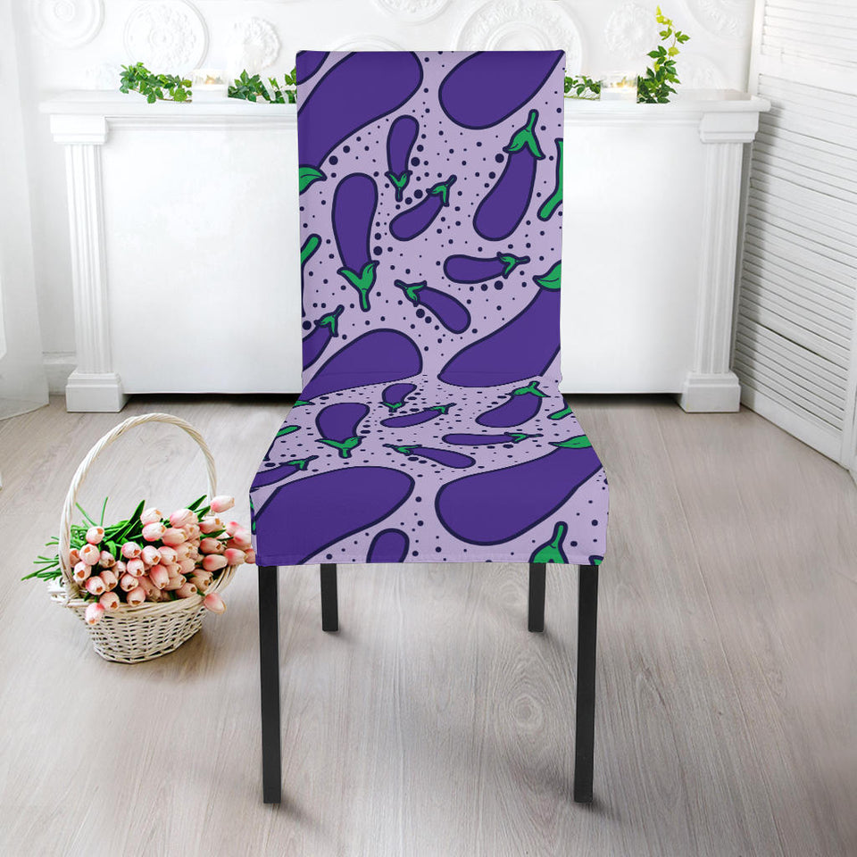 Eggplant Pattern Print Design 03 Dining Chair Slipcover