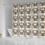Happy Pug Pattern Shower Curtain Fulfilled In US