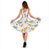Cute Beagle Dog Pattern Background Sleeveless Midi Dress