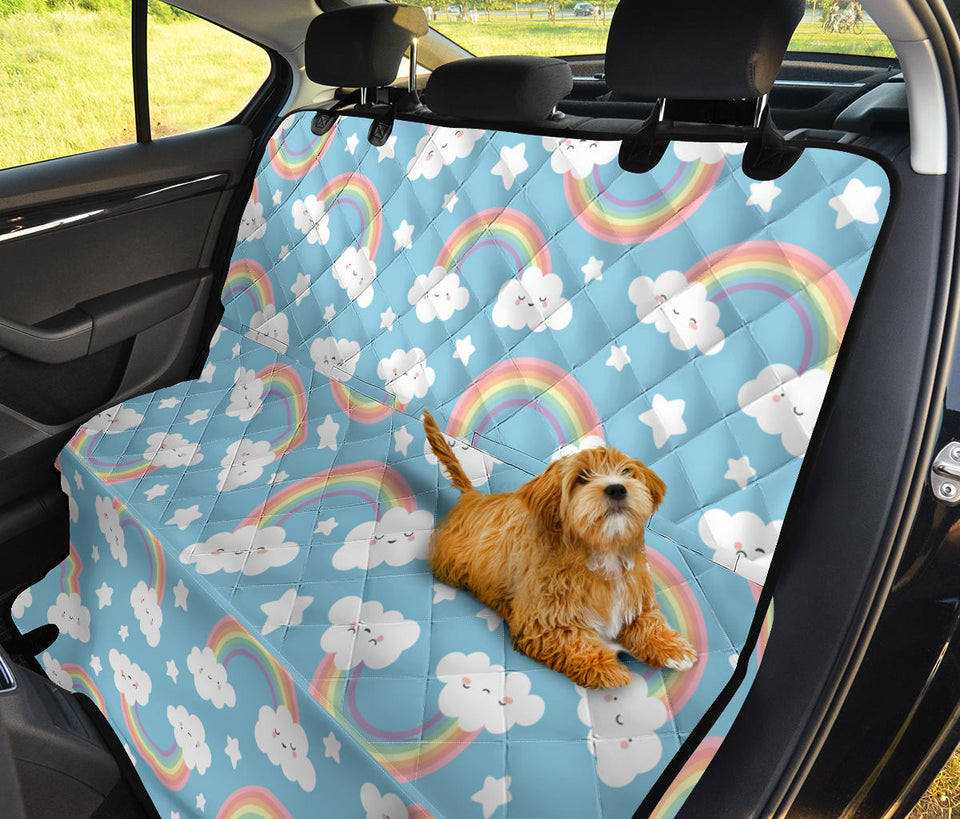 Cute Rainbow Clound Star Pattern Blue Background Dog Car Seat Covers