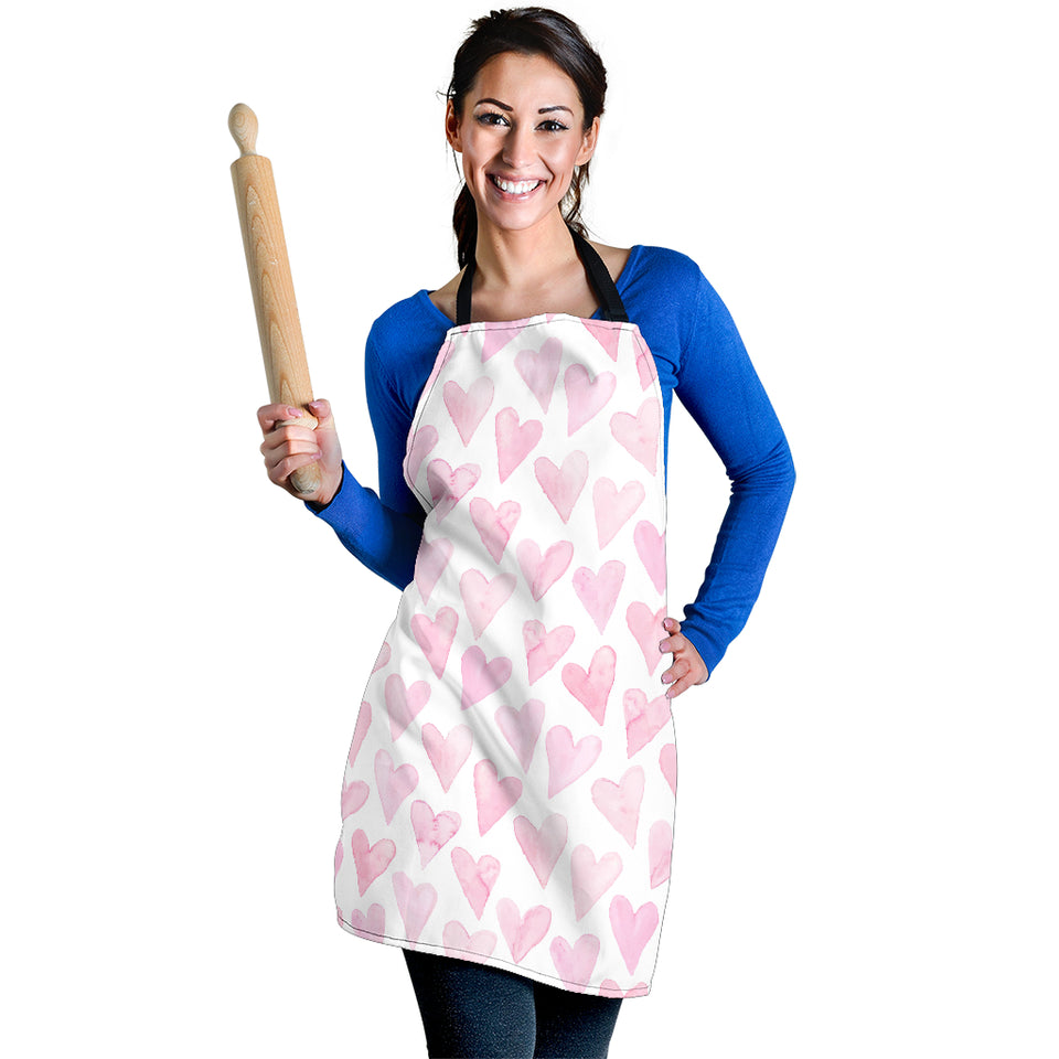 Watercolor Pink Heart Pattern Adjustable Apron
