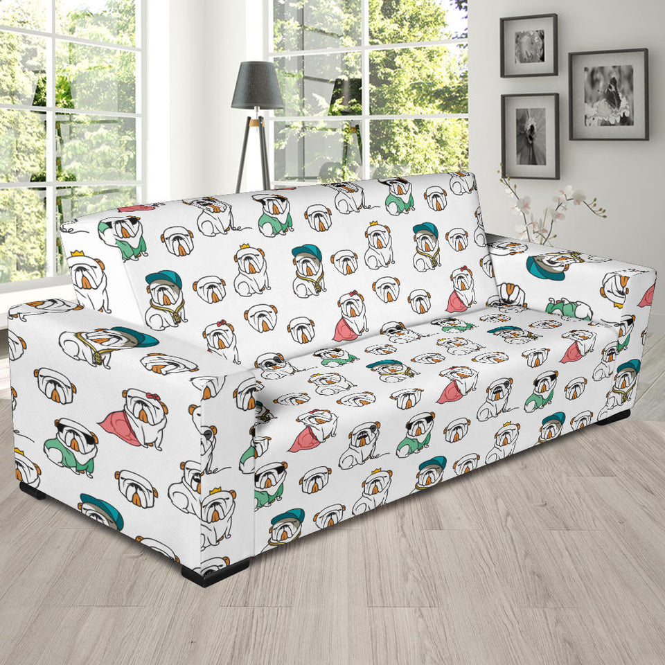 English Bulldog Pattern Print Design 03 Sofa Slipcover