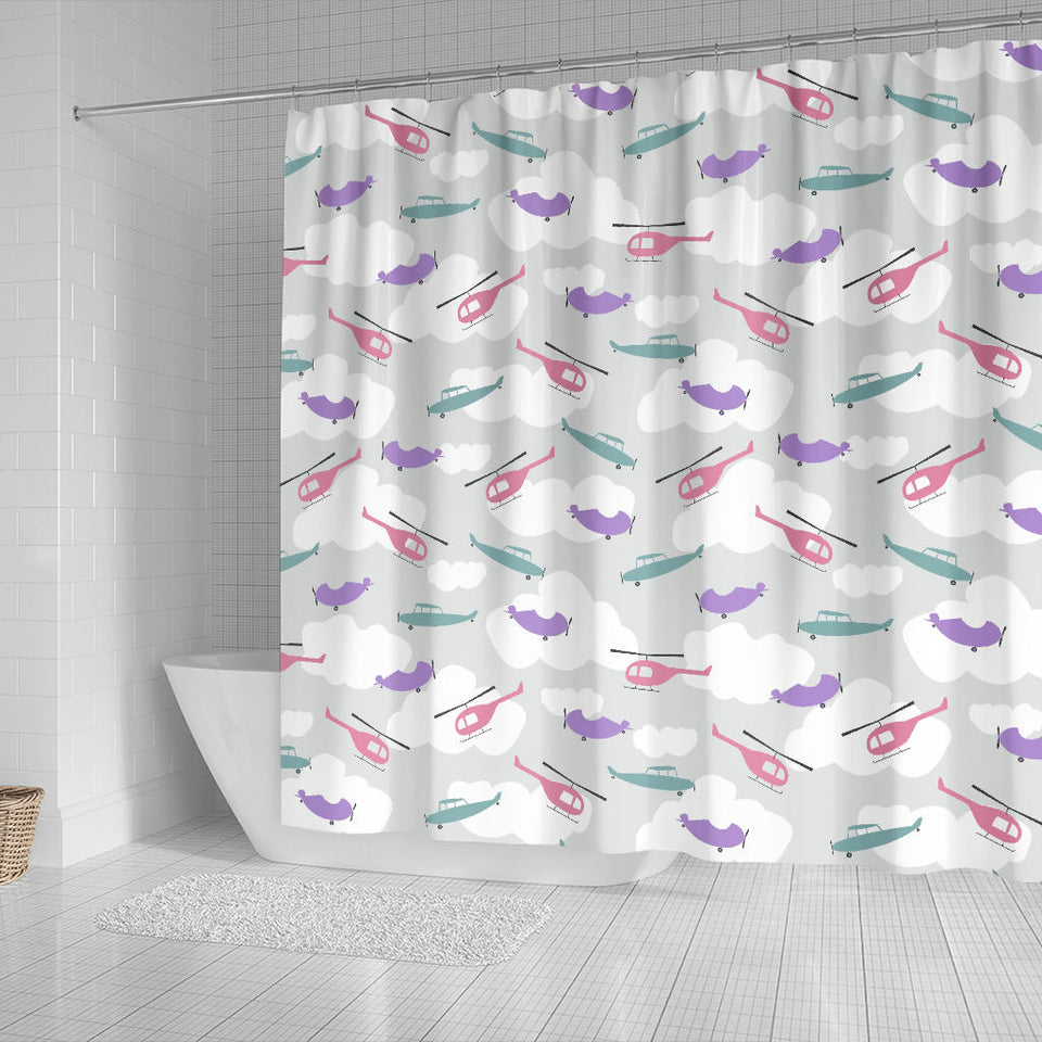 Helicopter Plane Pattern Shower Curtain Fulfilled In US