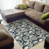 Sugar Skull Black White Pattern Area Rug
