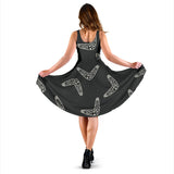 Hand Drawn Boomerang Australian Aboriginal Ornament Sleeveless Midi Dress