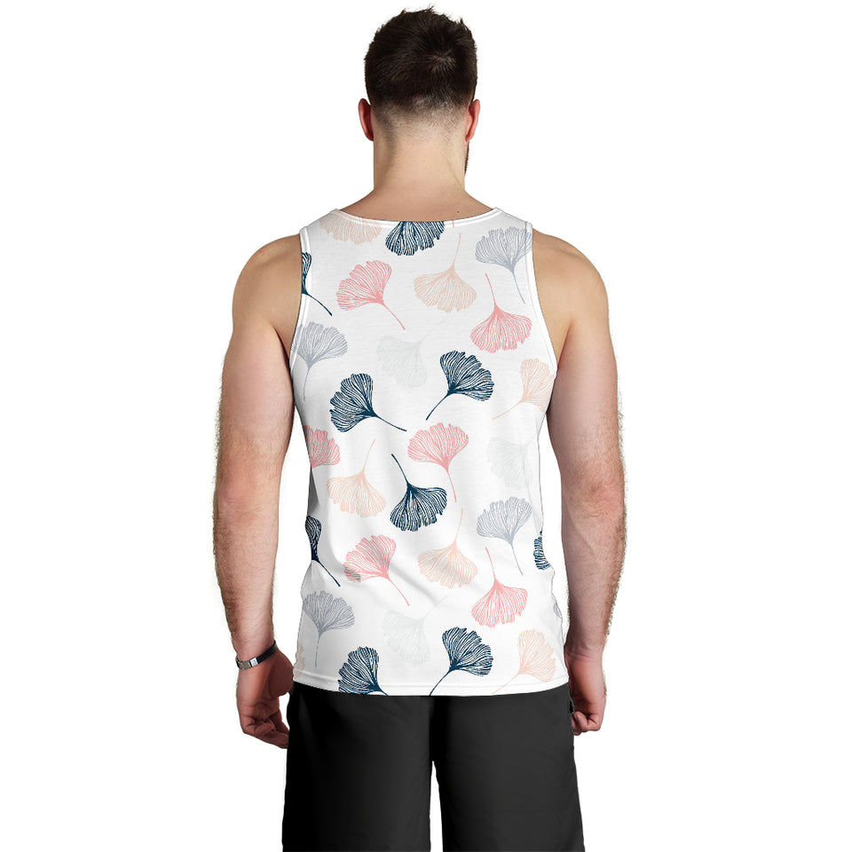 Black Gray Cream coral ginkgo leaves pattern Men Tank Top