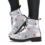 Airplane Cloud Grey Background Leather Boots
