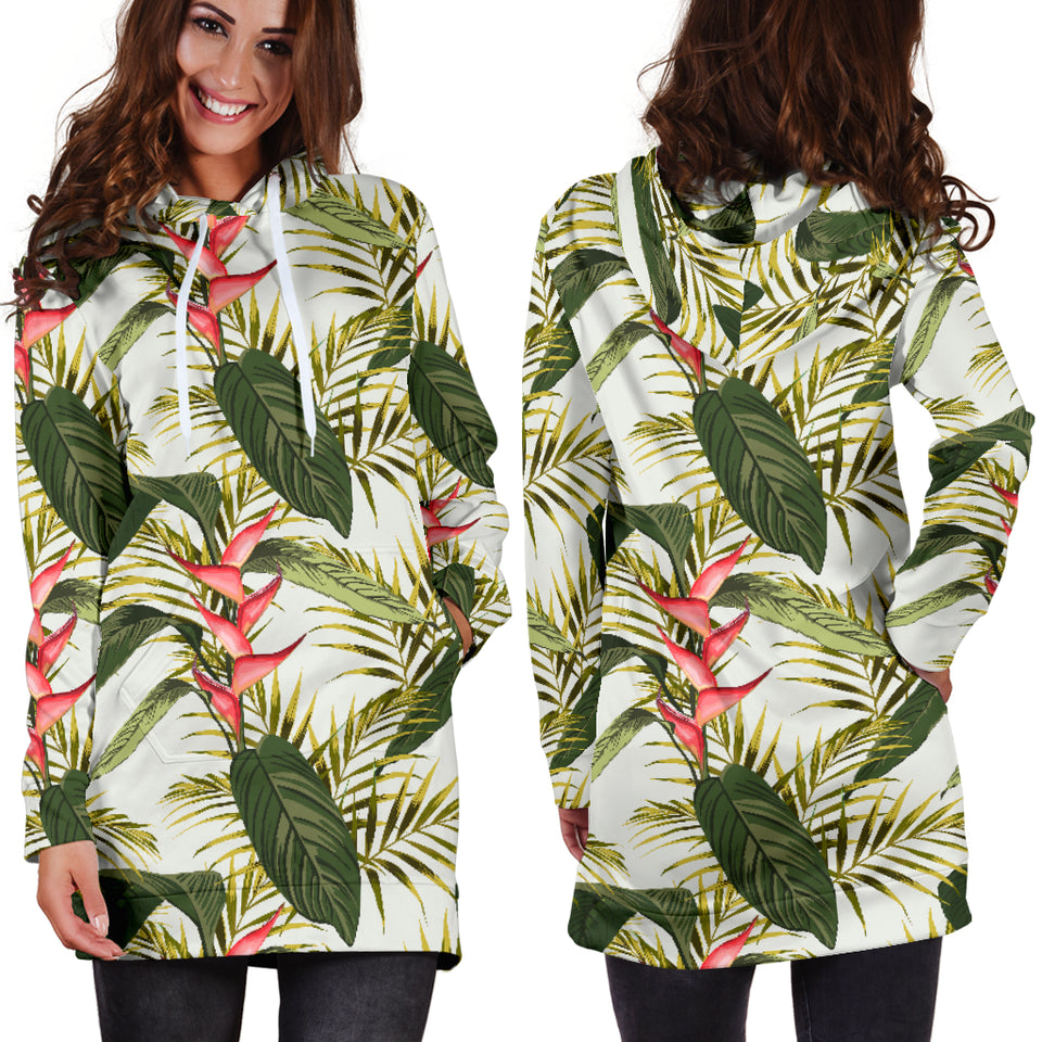 Heliconia Pattern Women'S Hoodie Dress