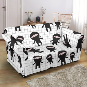 Ninja Pattern Plaid Background Loveseat Couch Slipcover