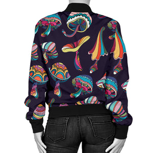 Colorful Mushroom Pattern Women'S Bomber Jacket