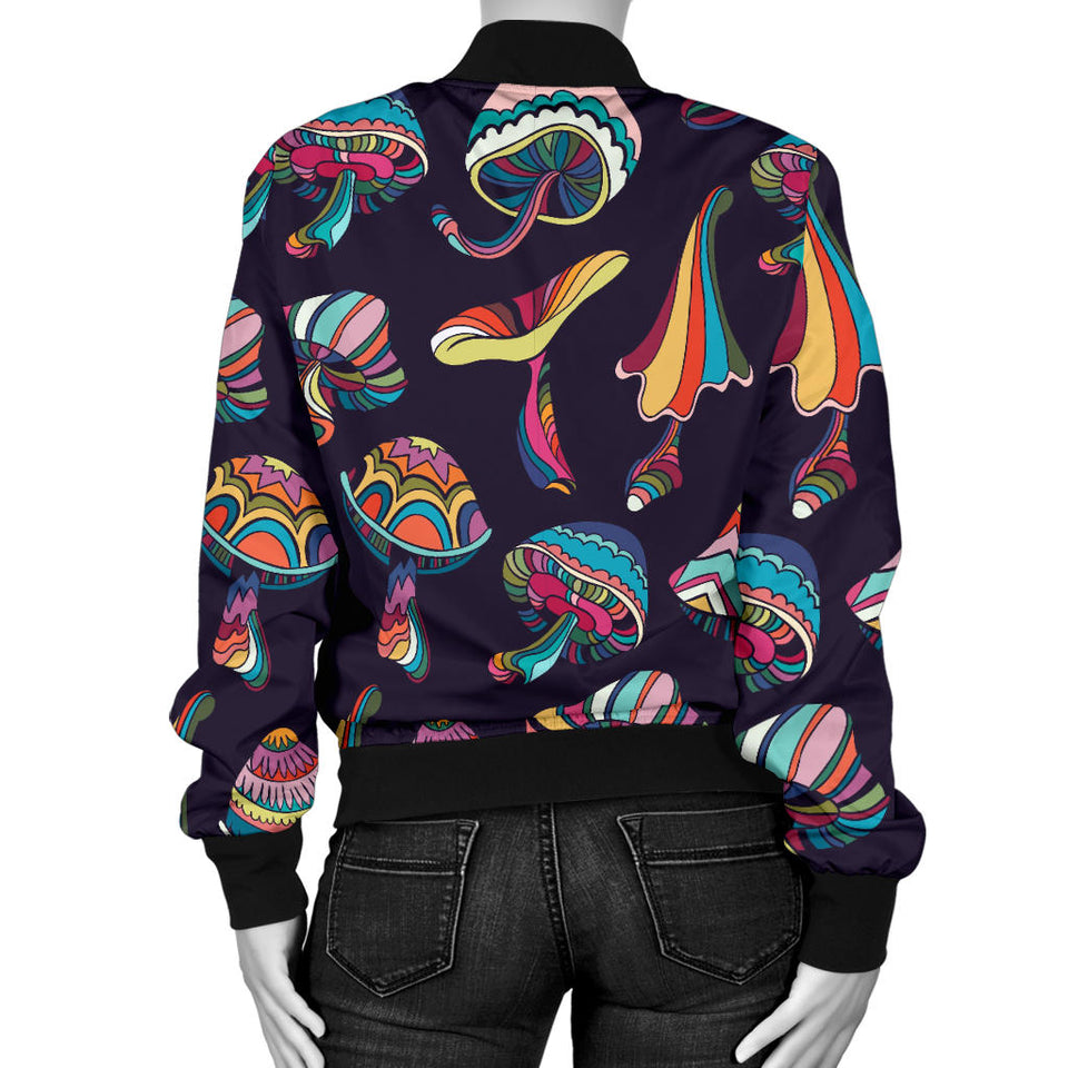 Colorful Mushroom Pattern Women'S Bomber Jacket