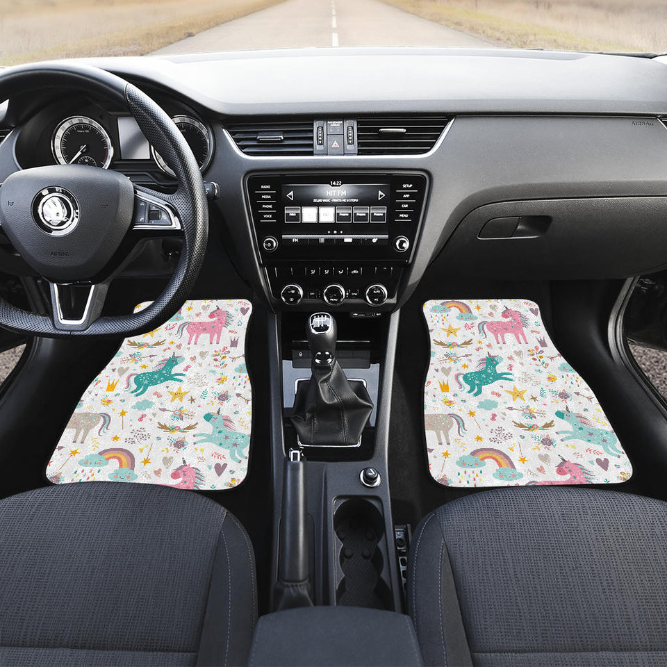 Colorful Unicorn Pattern Front And Back Car Mats