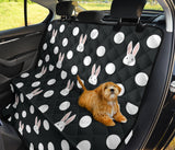 Cute White Rabbit Polka Dots Black Background Dog Car Seat Covers