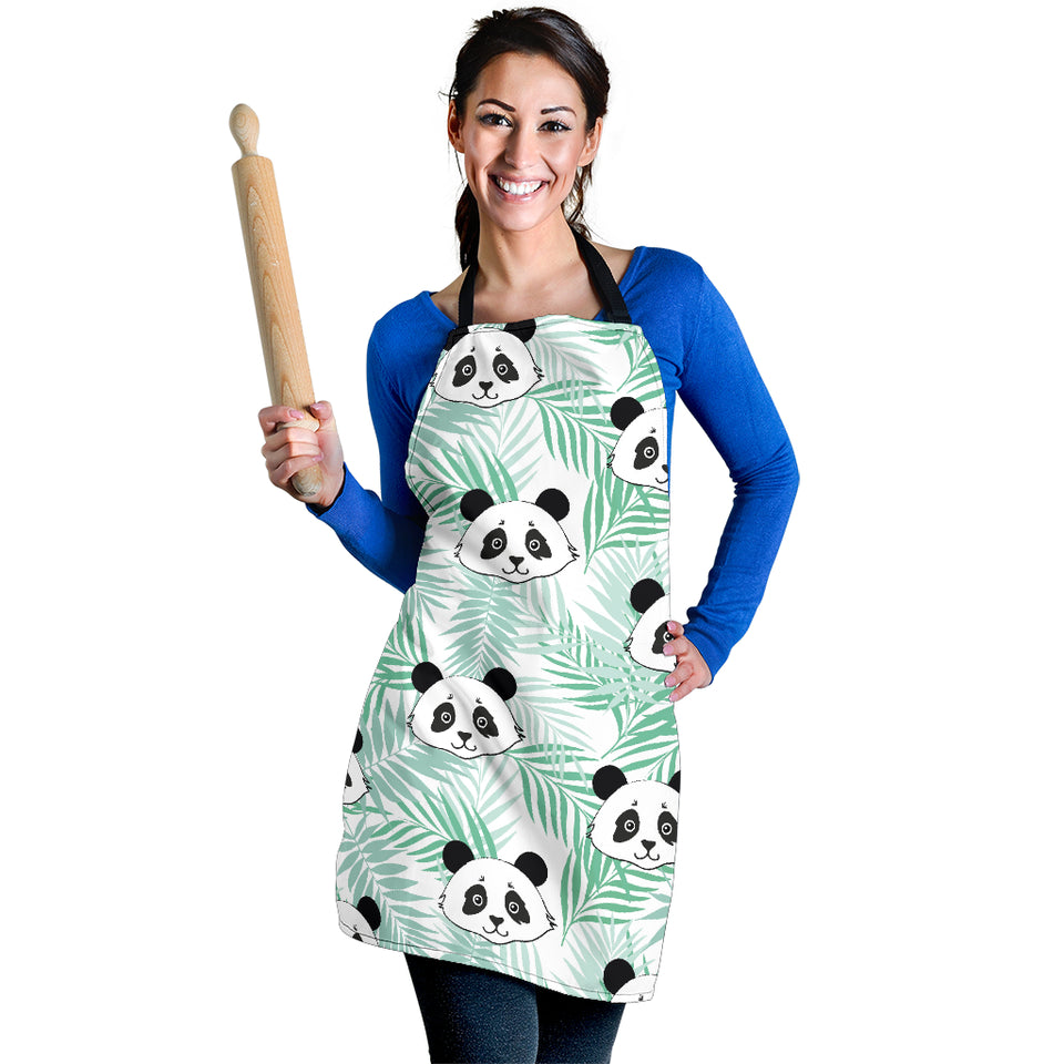 Panda Pattern Tropical Leaves Background Adjustable Apron