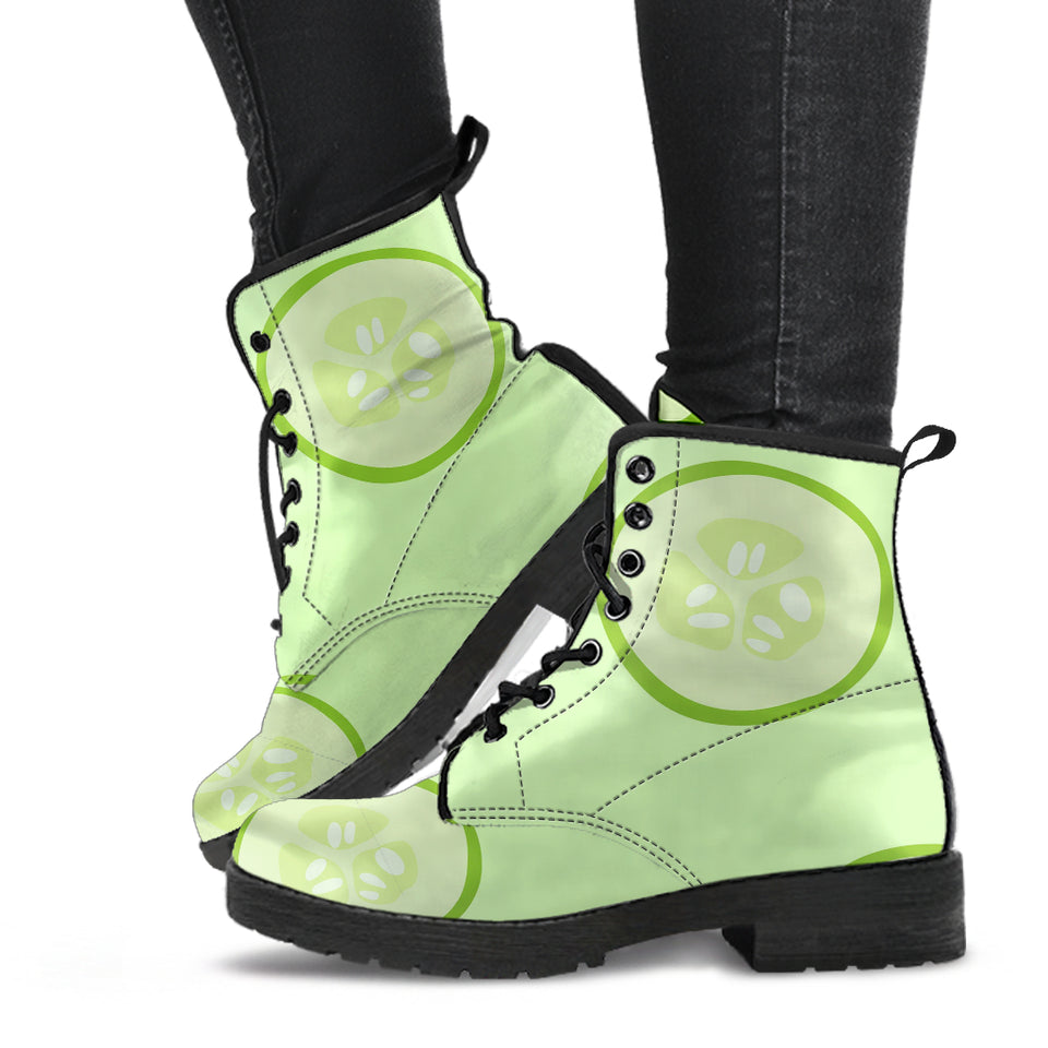 Cucumber Pattern Leather Boots