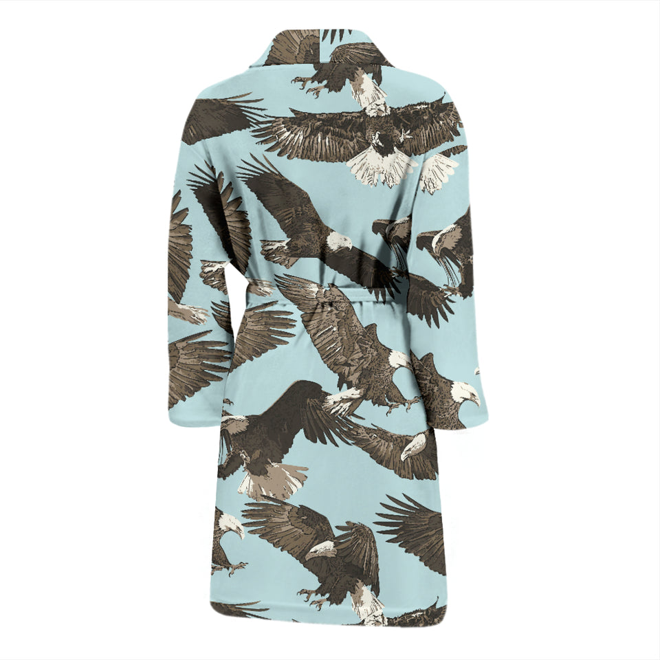 Eagle Pattern Print Design 01 Men's Bathrobe