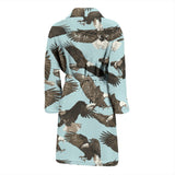 Eagle Pattern Print Design 01 Men's Bathrobe