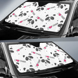 Hand Drawn Faces Of Pandas Pattern Car Sun Shade