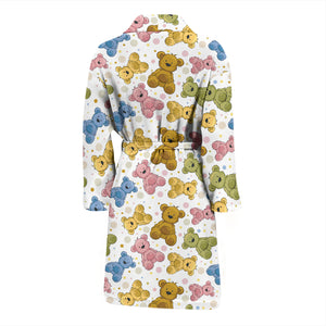 Teddy Bear Pattern Print Design 01 Men's Bathrobe