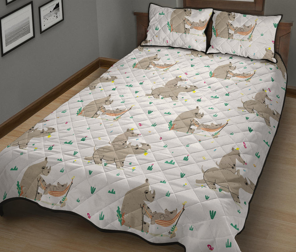 Cute Rhino pattern background Quilt Bed Set