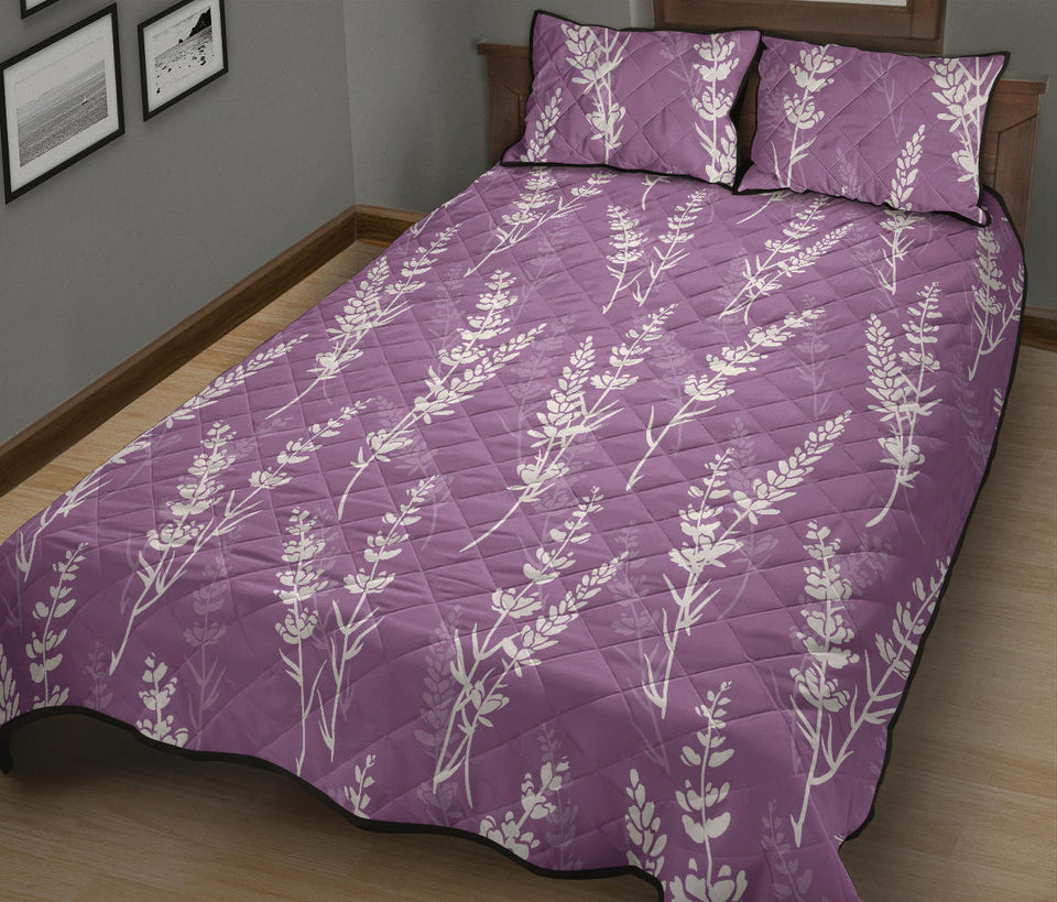 Lavender flowers purple pattern Quilt Bed Set