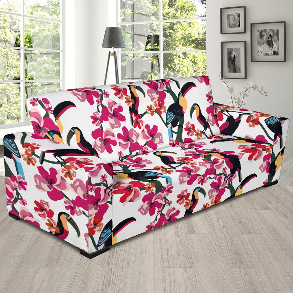 Toucan Flower Design Pattern Sofa Slipcover