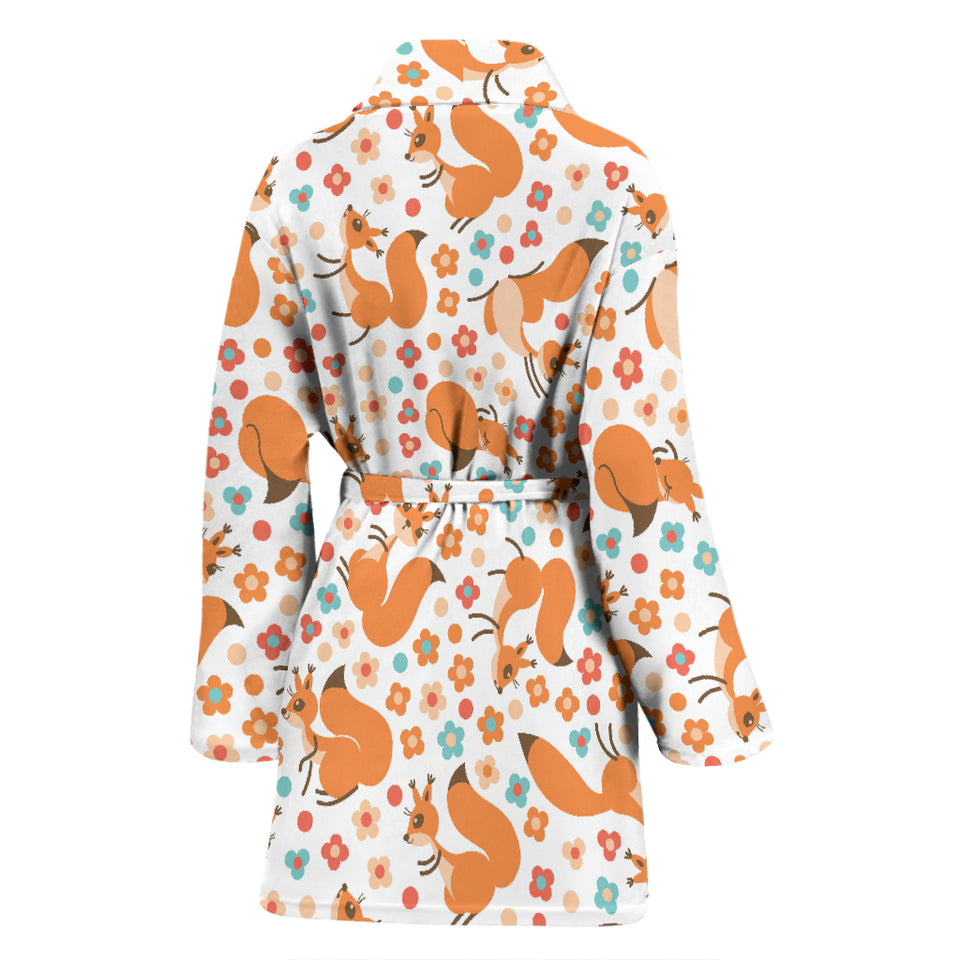 Squirrel Pattern Print Design 05 Women's Bathrobe