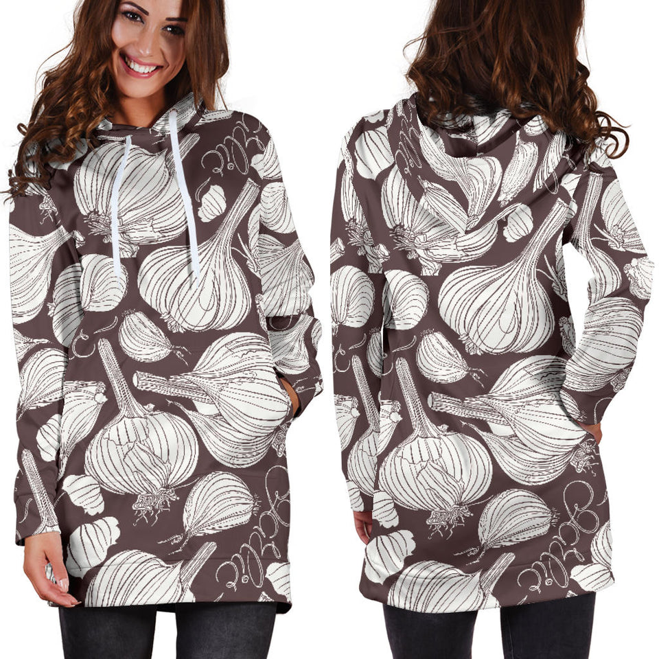 Garlic Bulb Dark Background Women'S Hoodie Dress