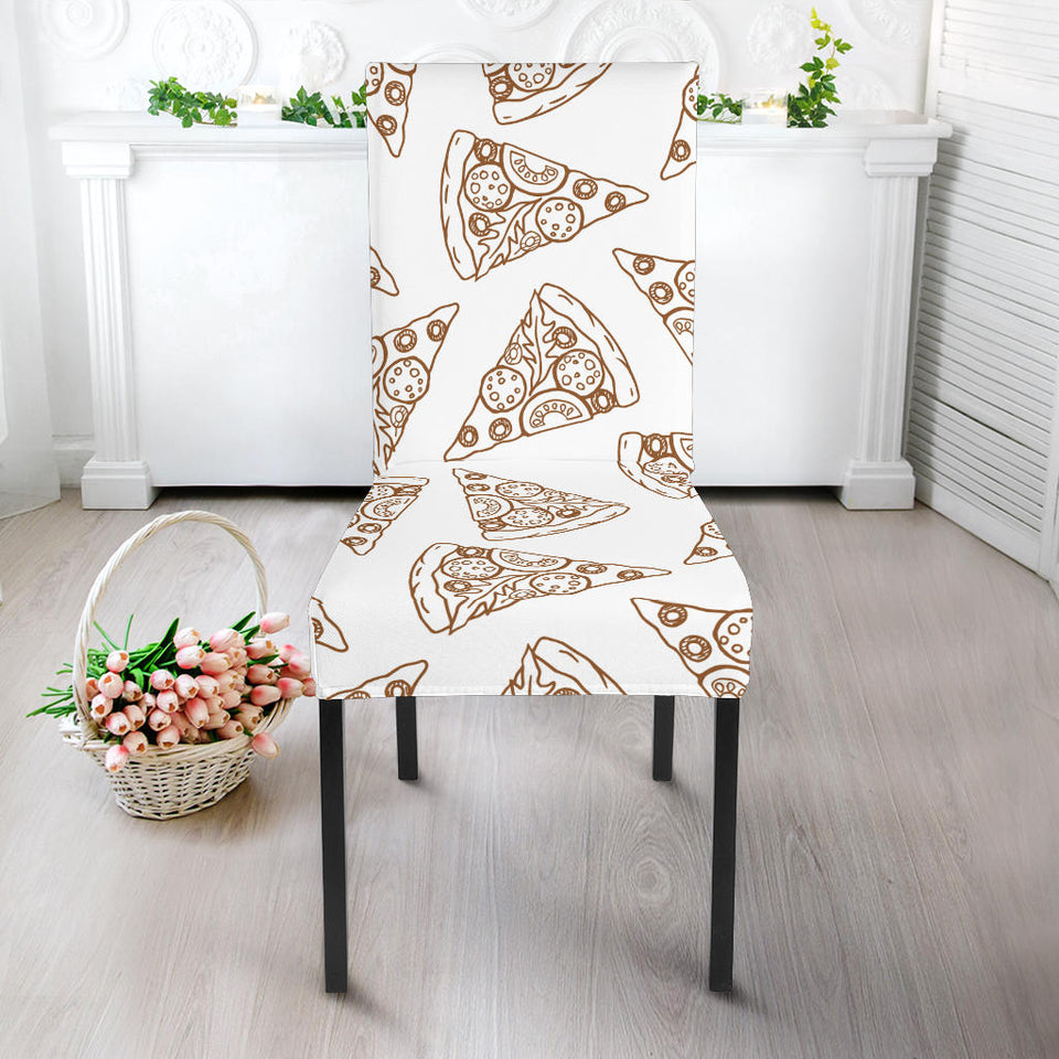 Hand Drawn Pizza Pattern Dining Chair Slipcover