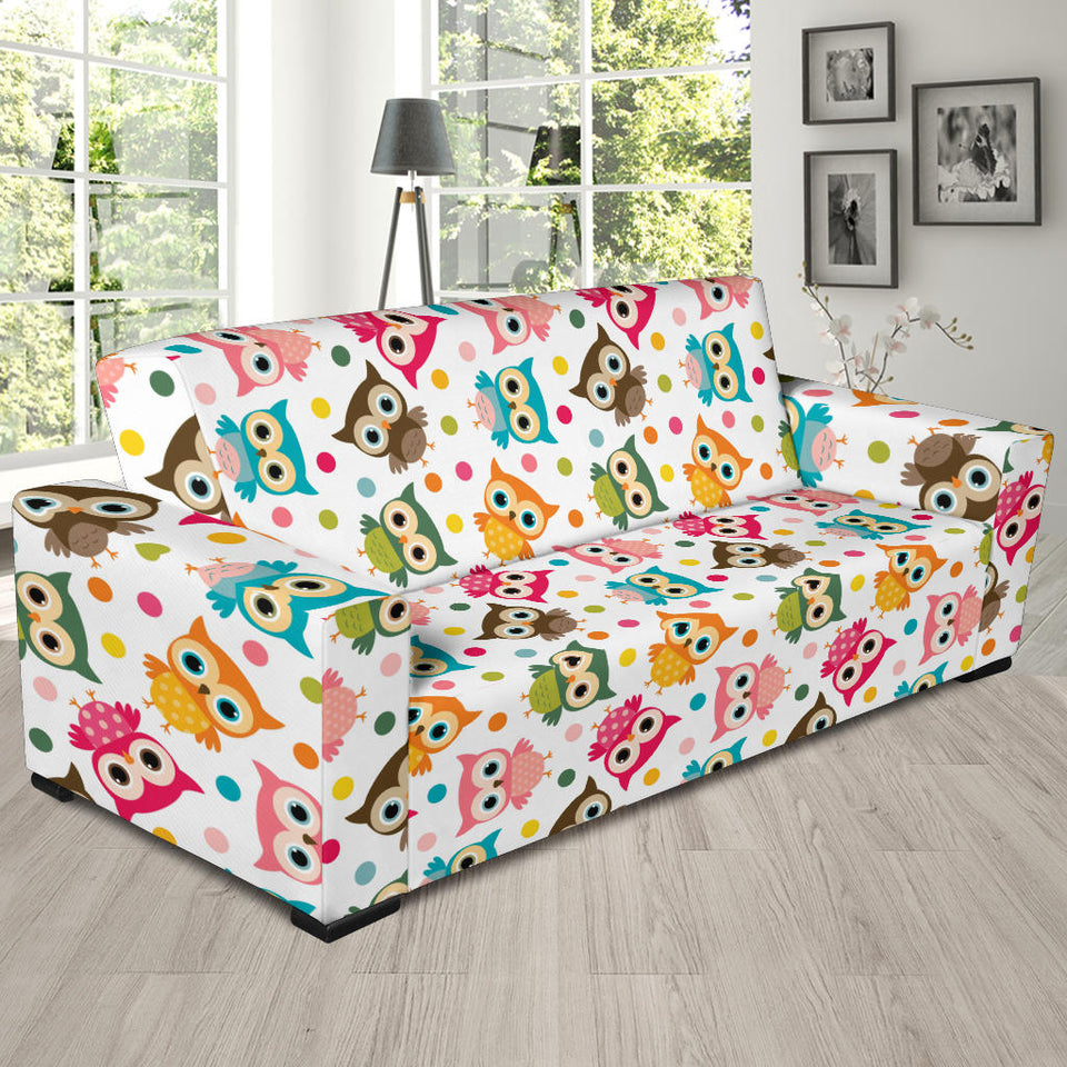 Color Cute Owl Pattern Sofa Slipcover