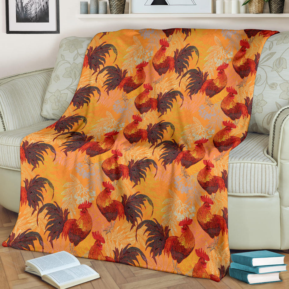 Red Rooster Chicken Cock Pattern Premium Blanket